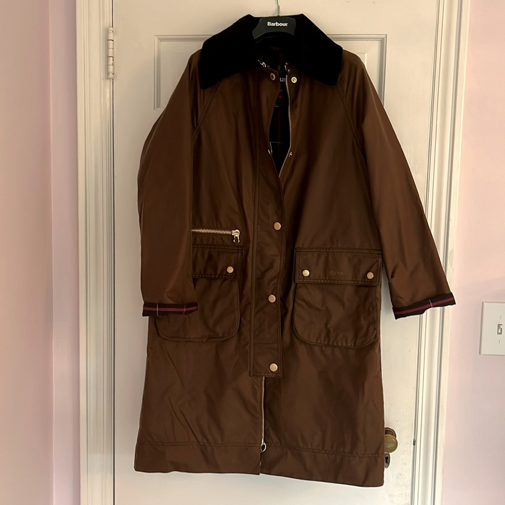 Barbour Ebberston Waxed Jacket size 4 color Beech/Classic tartan lining